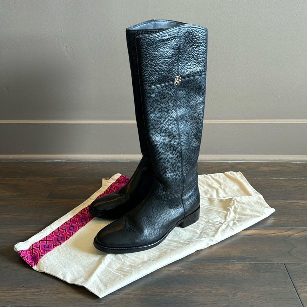 Tory Burch zip up riding boots.